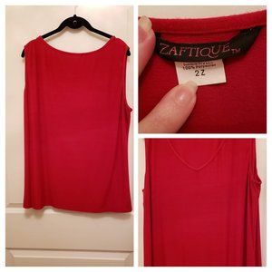 Red knit vee neck tank top